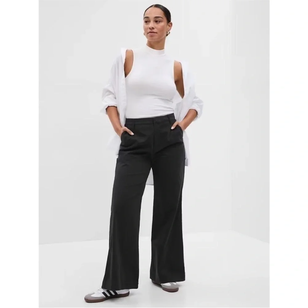 GAP CORDUROY FLARE PANTS BLACK SIZE 16 ANKLE EUC - Picture 1 of 7